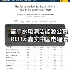 首单水电清洁能源公募REITs 嘉实中国电建清洁能源REIT 3月28日上交所上市(图1) 水电公募REITs首单上市 助力双碳战略(图1)