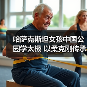 哈萨克斯坦女孩中国公园学太极 以柔克刚传承中哈友谊(图3)