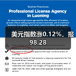 美元指数涨0.12%,报98.28(图2) 美元指数涨0.12%,报98.28(图2)