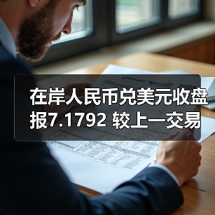 在岸人民币兑美元收盘报7.1792 较上一交易日上涨31点